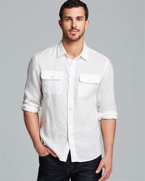 michael kors white cotton mens t shirt|Michael Kors men's linen shirt.